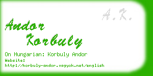 andor korbuly business card